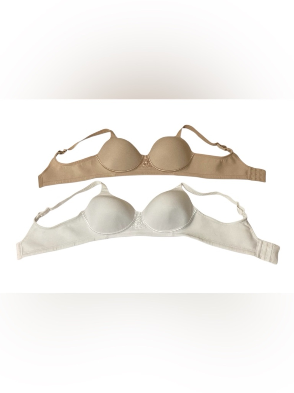 Set of 2 Vanity Fair Size 36C Tan/Beige and White Light Padded Wireless Bras - Picture 3 of 12